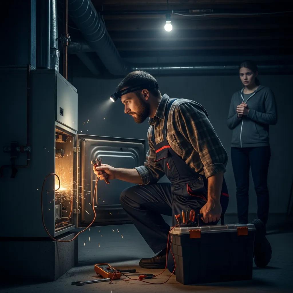 Complete Guide to Furnace Repair & Installation 1 Technician addressing an urgent furnace issue with tools — prompt professional help